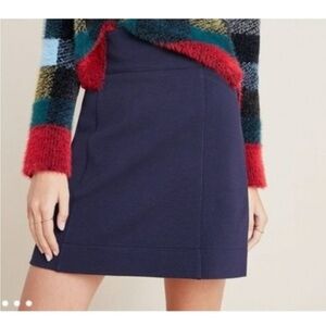 ANTHROPOLOGIE Maeve Navy Ponte Mini Skirt size medium